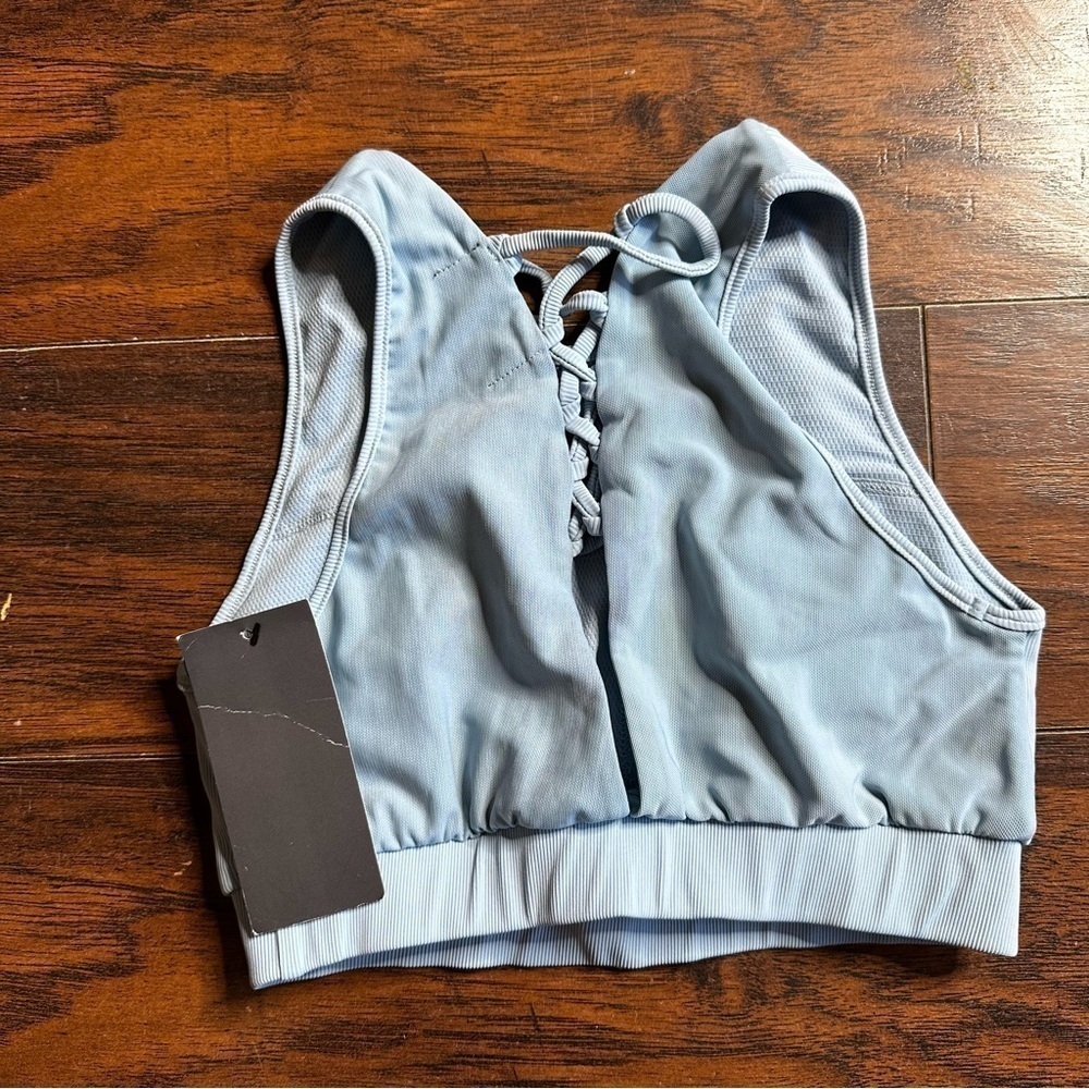 NUX Active Baby Blue Lace Back Sports Bra